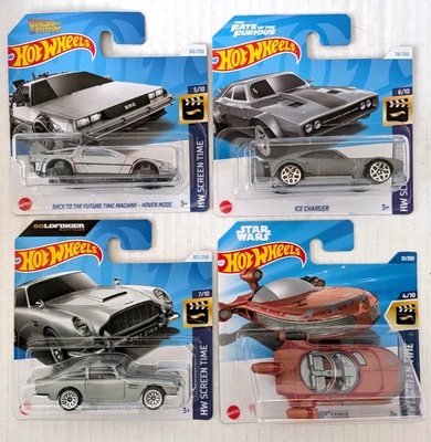 Hot Wheels Screen Time Lote de 4 Bond 007 Star Wars Fast & Furious Back to... - Imagen 1 de 4