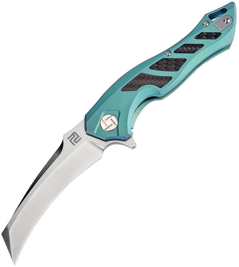 Artisan Cutlery Eagle Hawkbill Green Titanium M390 Folding Knife 1816GGNM - Image 1 of 1