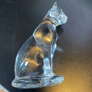 3.25" Clear Glass Classic Sitting Cat Figurine Statue Franklin Mint 1988 - Picture 1 of 3