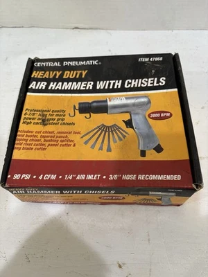 Central Pneumatic Heavy Duty Air Hammer w/8 Chisels 4 CFM @ 90 PSI #47868 - New - Image 1 of 4