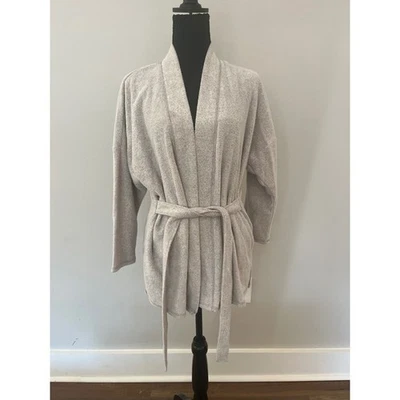 Cárdigan de salón Natori para mujer bata gris tostado jaspeado cuello chal con cinturón talla M Foto 1 de 4