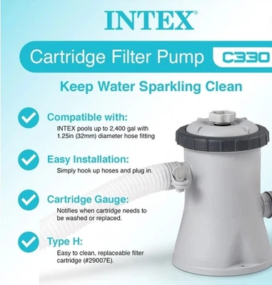 Intex Krystal Clear Cartridge C330 #28601EG Cartridge Filter Pool Pump w/ Hoses  - Image 1 of 4