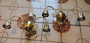 Zwei viktorianische Messing Leuchten Wandlampen verzierter Halbmond - Bild 1 von 14