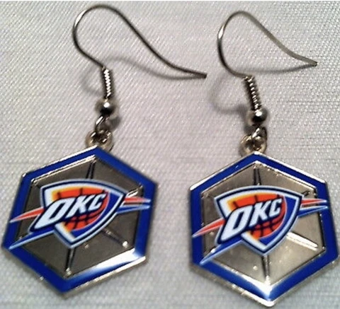 Licensed NBA Oklahoma City Thunder Team Logo Dangling Earrings Cover