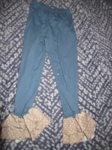 nwot unknown brand dusty blue ruffle leggings girls 8 free ship US - Picture 1 of 2