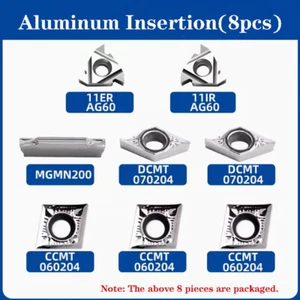 8P Indexable Aluminum Inserts CCMT06 DCMT07 MGMN200 With Matching 10×10mm Holder - Picture 1 of 6