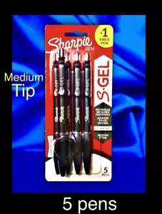 SHARPIE S-Gel, 5pk bolígrafos de gel, punto medio (0,7 mm), tinta negra, sin manchas/sin sangrado - Imagen 1 de 24
