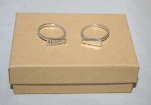 Silpada Silver Hammered Triangle Swarovski Crystal Spotlight Stack Rings Size 6 - Picture 1 of 4