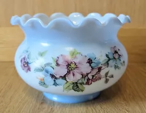 Vintage Floral Baby Blue Glass Lamp Shade Ruffled Edge *READ - Picture 1 of 13