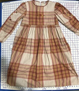 Bebe Organic Linda Apron Vintage Plaid Girls Dress BABY ELAINE with Sleeves 12y - Picture 1 of 5