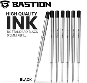 BASTION PENS INK REFILL STANDARD BLACK 6 SET Bolt Action Replacement Cartridge - Picture 1 of 5