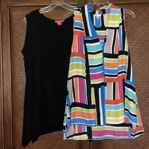 Sunny Leigh  Spense TWO Tunics Women  XL Sleeveless front peat Slinky 42" chest - Picture 1 of 8