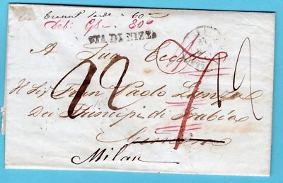 ITALY entire 1849 Messina "via de Nizza" to Switzerland forwarded Milan - Image 1 of 3