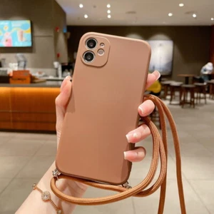 For iPhone 15 16 Pro Max 13 14 11 12 Crossbody Lanyard Soft Silicone Case Cover - Picture 1 of 26
