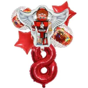 Roblox Balloon 6pcs Set with 8 Number (Red ) For Birthday Party Decoration - Picture 1 of 1