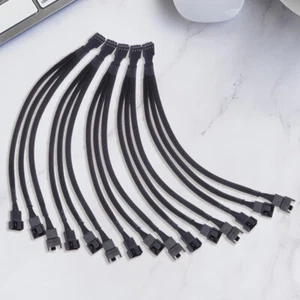 4 pin PWM Fan Cable 1 to 3 ways Splitter Black Sleeved Extension Cable - Afbeelding 1 van 4