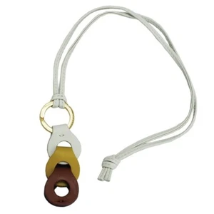 BOTTEGA VENETA white yellow brown tricolor leather nappa keyring authentic - Picture 1 of 5