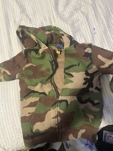 Polo Ralph Lauren Youth Kids Size 5 Camo Full Zip Fleece Hooded Jacket - Picture 1 of 1