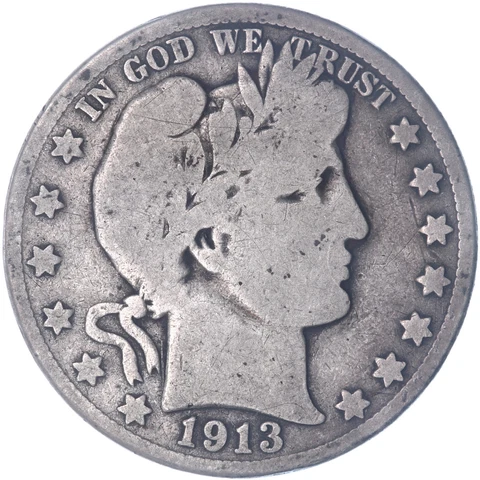 1913 S Barber Half Dollar 90% Silver Very Good See Pics P691 Cover