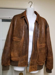 Wilsons Herren Jacke braun Taschen Kragen durchgehender Reißverschluss Leder XL - Bild 1 von 7