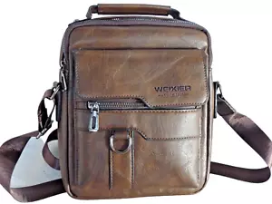 Weixier Herren Damen Crossbody Schultertasche Kunstleder Freizeit Umhängetasche Braun - Bild 1 von 15