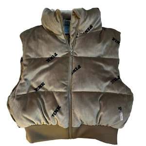 Victoria's Secret ROSA Rib Velour Crop Puffer Gilet Caramello Nuovo con etichette S/P - Foto 1 di 6