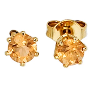 Pendientes Con Citrino Amarillo-Naranja 4,4mm & 585 Oro Amarillo Dama - Imagen 1 de 1
