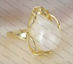 Anelli AAA regolabili 22 mm perle bianche barocche placcate oro argento sterling c384 - Foto 1 di 3