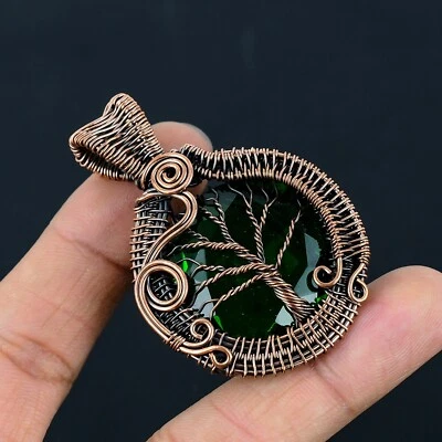 Tree Of Life Green Quartz Gemstone Copper Wire Wrapped Pendant Jewelry LC-265 - Image 1 of 4