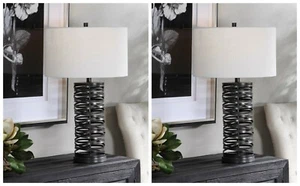TWO INDUSTRIAL FARMHOUSE INSPIRED METAL 29" ACCENT TABLE LAMP UTTERMOST 28213 - Picture 1 of 6