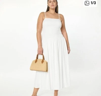 Nuevo con etiquetas Maxi Vestido The Drop Mujer Florencia Corpiño Calado Lino, Blanco, XXL, Marfil Foto 1 de 3