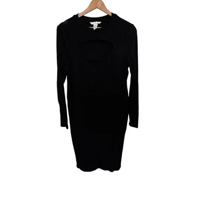 H&M Mama Black Ribbed Long Sleeve Large Dress  - Image 1 of 4