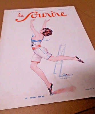 May 1924 Le Sourire #369 French Risque Humor Magazine~wardrobe malfunction cover Foto 1 de 4