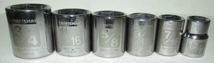 6 Craftsman USA Etched Sockets 3/8" Drive 6 Point 3/8" 7/16 9/16" 5/8 11/16 3/4" - Picture 1 of 5