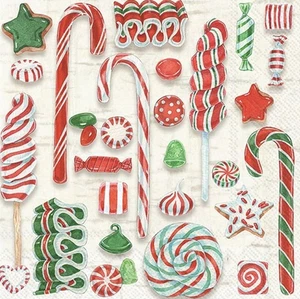 FREE SHIPPING 2 Decoupage Paper Napkins (Christmas Candy) - Picture 1 of 2