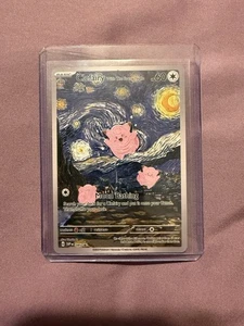 Pokemon Clefairy With The Starry Night Van Gogh Art Style Cute Custom Card - Picture 1 of 1