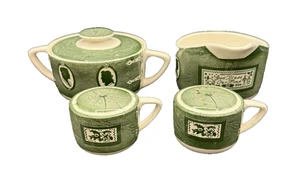 Colonial Homestead by Royal China Green White Salt Pepper Sugar Creamer - Picture 1 of 20