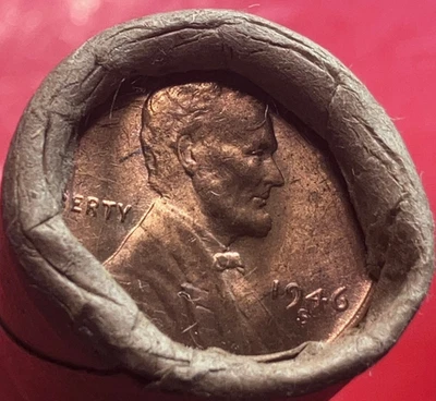 OLDER ROLL LINCOLN WHEAT CENT PENNY 1946-S / 1938-S ENDS SAN FRANCISCO WRAP OBW - Image 1 of 4