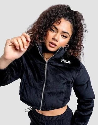 FILA Women's Billie Cropped Puffa Jacket Black Size 10 SS21JDW024 - Image 1 of 4