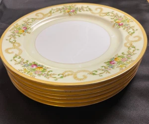 Juego de platos de cena de porcelana fina pintados a mano Meito 9,25"/6 de colección patrón floral de Japón - Imagen 1 de 10