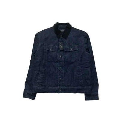 New Rag & Bone Men's Eli Lined Indigo Denim Trucker Jacket Size Large $495 - Image 1 of 4
