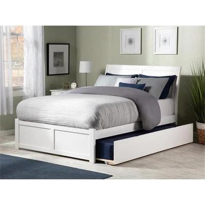 AFI Portland Queen Wood Platform Bed with Footboard & Twin XL Trundle in White - Image 1 of 4