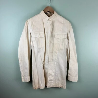 Abrigo de tienda Stevens Twill algodón botones de cambio (falta) pequeño años 40 50 Foto 1 de 4