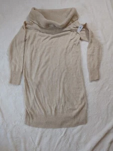 Banana Republic Pulloverkleid Damen S elfenbein Rollkragen Zopfmuster Wasserfallausschnitt neu mit Etikett - Bild 1 von 9
