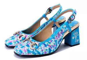 Women's New manual horse hair sweet Print Fashion Comfortable block heel shoes - Picture 1 of 9