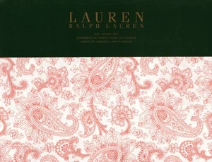 Ralph Lauren Full Sheet Set Monaco Paisley Coral Floral 4pc Cottage Boho Chic - Picture 1 of 3