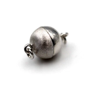 Sterling Silver Half Matt Half Polished Magnetic Ball 10mm Pearl Clasp-Free Post - Picture 1 of 8