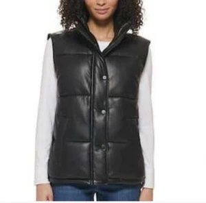 Marc New York Damen WESTE Kunstleder Puffer Vest, Full Zipper Front NEU - Bild 1 von 6