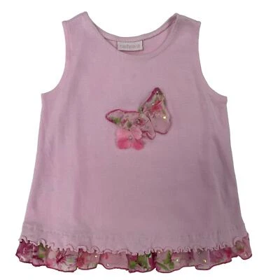 Vestido Cachcach Sin Mangas Volantes Borde Mariposa Floral Apliques Rosa 12 Meses?  Foto 1 de 4
