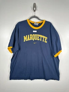 Vtg Nike Team Mens Marquette Golden Eagles Spell Out T Shirt Blue Sz 2XL 26x29.5 - Picture 1 of 11